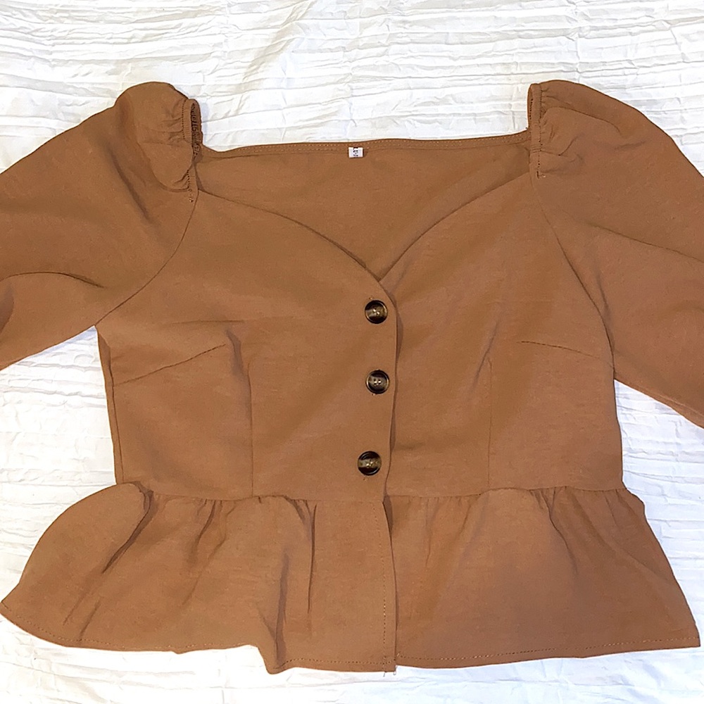 Brown/Tan Cropped Blouse